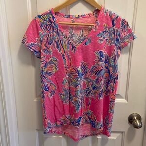 Lilly Pulitzer Pink V-Neck Top Sz XS